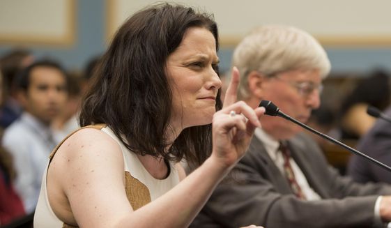 Gianna Jessen, pro-life and disability rights activist, from Franklin, Tenn., left, testifies before the House Judiciary Committee hearing at the Capitol in Washington examining the abortion practices of Planned Parenthood, Wednesday, Sept. 9, 2015. Sitting next to Jessen is James Bopp Jr., right, from the National Right to Life. Today's hearing is Congress' first since the Center for Medical Progress, a small group of anti-abortion activists, began releasing videos in July showing Planned Parenthood officials casually describing how they sometimes obtain tissue from aborted fetuses for medical researchers. (AP Photo/Pablo Martinez Monsivais)
