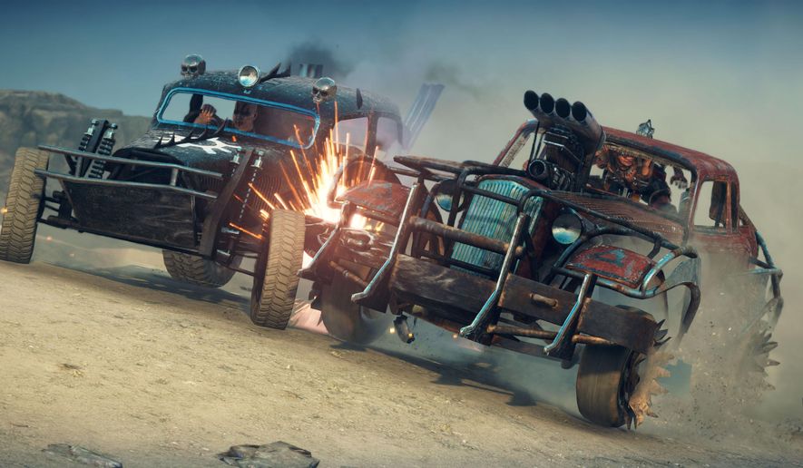 This photo provided by Warner Bros. Interactive Entertainment shows a scene from the Warner Bros. "Mad Max" video game. (Courtesy Warner Bros. Interactive Entertainment via AP)