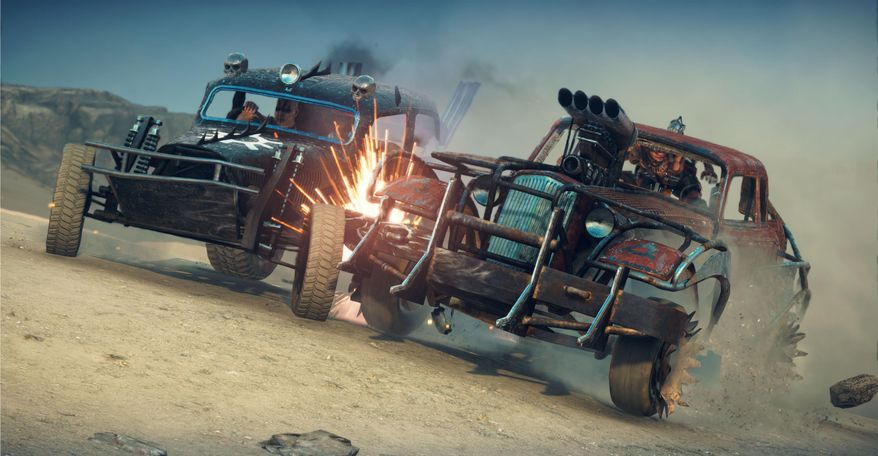 This photo provided by Warner Bros. Interactive Entertainment shows a scene from the Warner Bros. "Mad Max" video game. (Courtesy Warner Bros. Interactive Entertainment via AP)