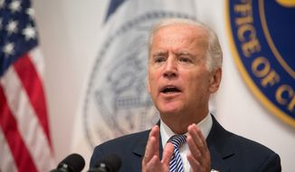Vice President Joe Biden speaks during a news conference at the Office of the Chief Medical Examiner, Thursday, Sept. 10, 2015, in New York. (AP Photo/Kevin Hagen) ** FILE **