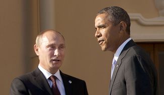 Some security analysts say Russia&#39;s influence in Syria is the latest example of President Obama&#39;s inability to confront Vladimir Putin, who has refused to back down from military aggression in Ukraine despite harsh economic sanctions coordinated by the U.S. and its European allies. (Associated Press) ** FILE **