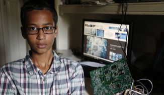 Ahmed Mohamed with his &quot;clock.&quot; (The Dallas Morning News via Associated Press)