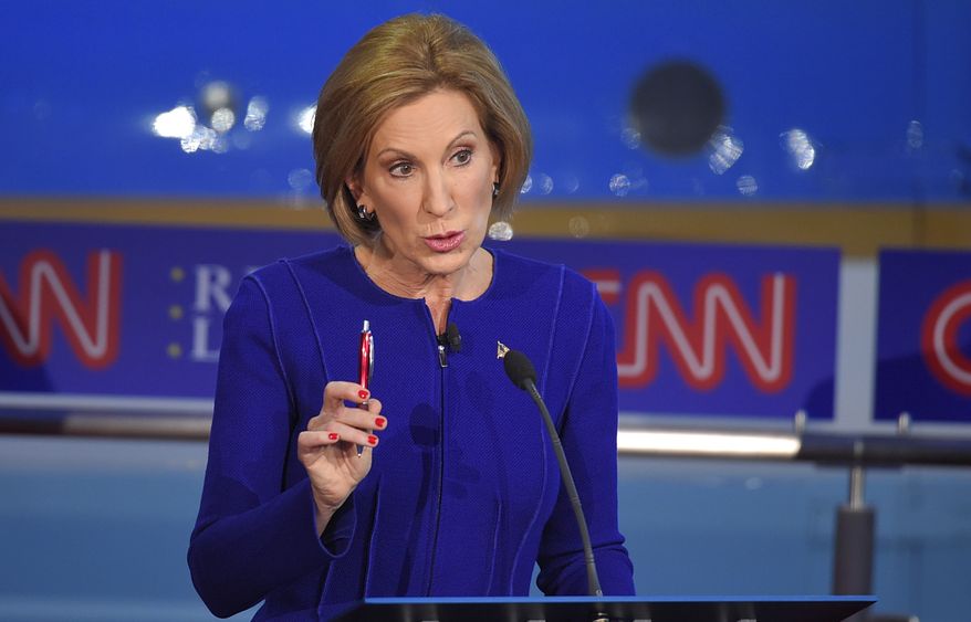 &quot;Carly Fiorina is the one Republican Hillary Clinton hopes she never has to face, because Carly Fiorina can take on Hillary Clinton in ways that the men in gray suits and red ties can&#39;t,&quot; said Charlie Gerow, a GOP strategist who is advising Ms. Fiorina. (Associated Press)