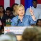 Democratic presidential candidate Hillary Rodham Clinton speaks at a grassroots organizing meeting at Philander Smith College Monday, Sept. 21, 2015, in Little Rock, Ark. (AP Photo/Gareth Patterson) ** FILE **