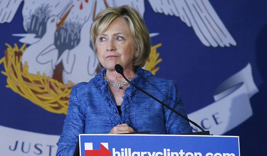Democratic presidential candidate Hillary Rodham Clinton speaks during a campaign stop in Baton Rouge, La., on Sept. 21, 2015. (Associated Press)