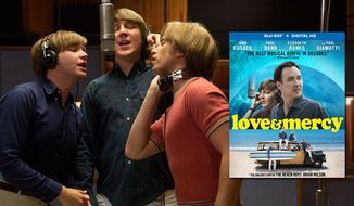 From left to right: Brett Davern (Carl Wilson, left), Paul Dano (Brian Past, center) and Kenny Wormald (Dennis Wilson, right) star in Lionsgate Home Entertainment&#39;s Love &amp; Mercy, now available on Blu-ray.