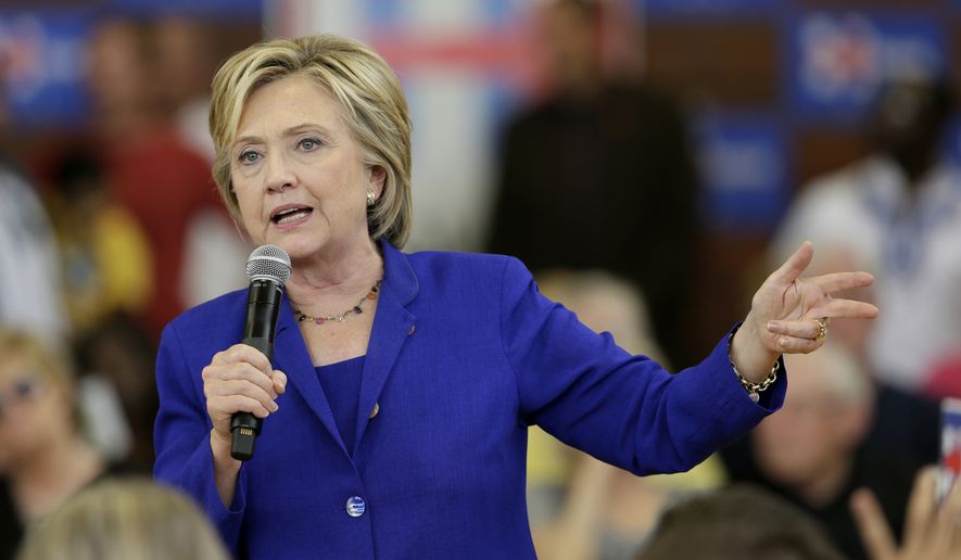Democratic presidential candidate Hillary Rodham Clinton speaks during a community forum on healthcare, Tuesday, Sept. 22, 2015, at Moulton Elementary School in Des Moines, Iowa. (AP Photo/Charlie Neibergall)