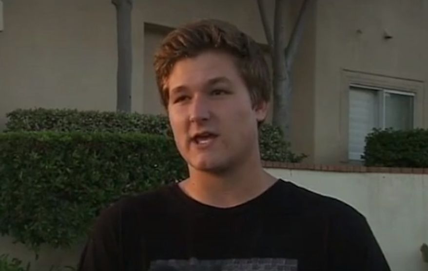 Cody Pines, a 17-year-old junior at Huntington Beach High School, is being hailed a hero after he stopped an attack on a visually impaired student by throwing his teen attacker to the ground. (FOX 11)