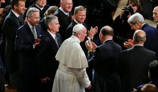Among the powerful to have a front seat for Pope Francis&#39; address in Washington were Supreme Court Justices Sonia Sotomayor, Ruth Bader Ginsburg and Anthony M. Kennedy, Chief Justice John G. Roberts Jr. and Secretary of State John F. Kerry. (Associated Press)