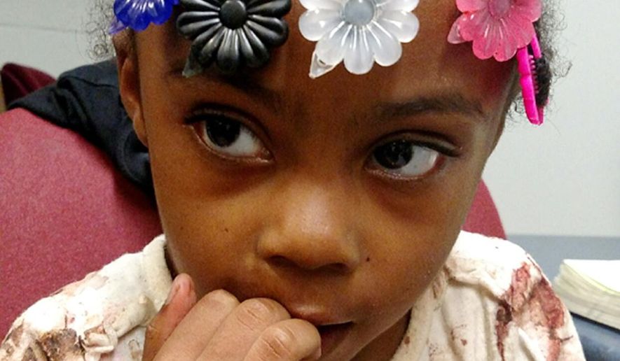 A girl found in in Baltimore County, Md. on Sunday night, Sept, 27, 2015, is seen in an undated photo provided by the Baltimore County, Md., police. Authorities are asking for help identifying the girl.. Police say the young girl, about 3 years old, was found around 10:30 p.m. Sunday in the 3900 block of Hollins Ferry Road in Lansdowne, Md. Police say they believe the girl's name might be "Jacia" or her nickname might be "Sissy." (Baltimore County, Md., police via AP)