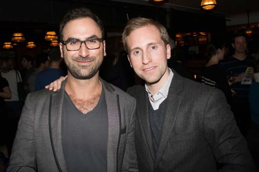 This undated image provided by TodayTix shows company co-founders Merritt Baer, left, and Brian Fenty. TodayTix, the mobile app for theater tickets, has already gotten applause in New York and London. Now, it plans to open in some key U.S. cities, as part of what its founders say is a “pretty aggressive roadmap over the next couple of years.” On Tuesday, Sept. 29, 2015, Baer and Fenty rolled out the app to San Francisco and Los Angeles, and hope to move into Washington, D.C., and Chicago by the end of 2015. (Timmy Blupe/TodayTix via AP)