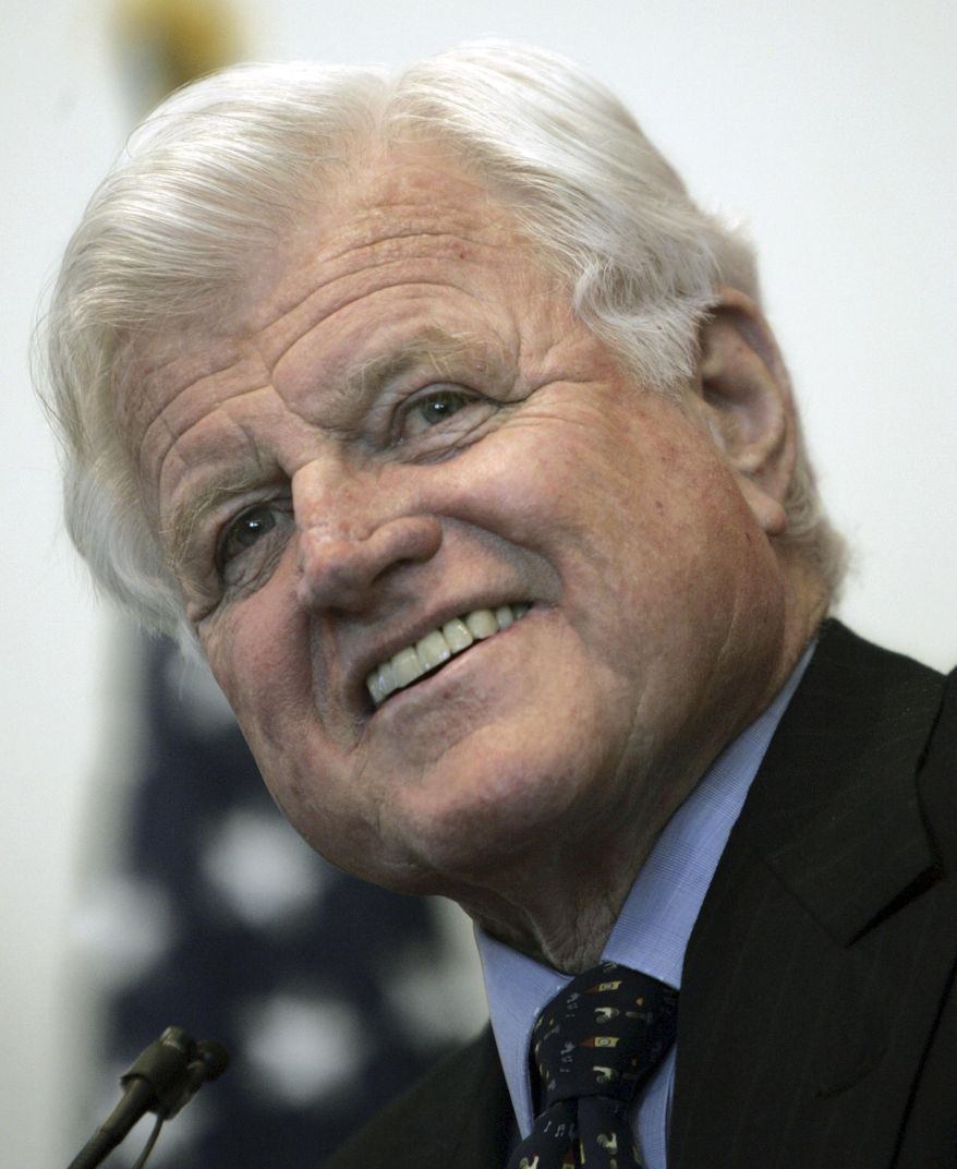 FILE - In this Feb. 22, 2006 file photo, U.S. Sen. Edward Kennedy, D-Mass., speaks at Northeastern University in Boston. On Wednesday, Sept. 30, 2015, the University of Virginia's Miller Center and the Edward M. Kennedy Institute for the United States Senate are set to release the Edward M. Kennedy Oral History Project. It features 19 interviews with the longtime Democratic senator about his Senate career, which spanned almost five decades and 10 presidential administrations. The project also includes nearly 250 interviews with family, friends, colleagues, foreign leaders, journalists, and staffers. Kennedy died in 2009. (AP Photo/Chitose Suzuki, File)
