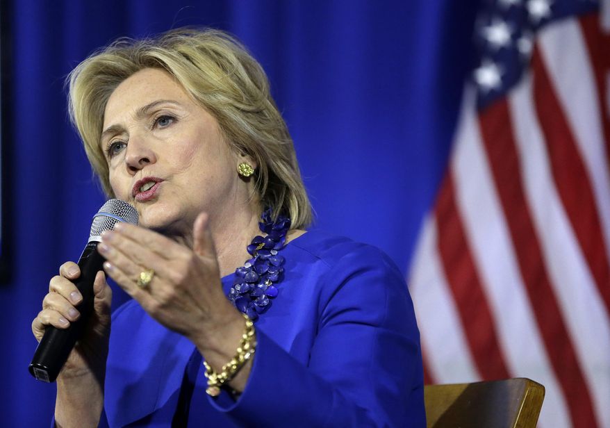 Democratic presidential candidate Hillary Rodham Clinton speaks during a forum on substance abuse, Thursday, Oct. 1, 2015, in Boston. (AP Photo/Steven Senne)