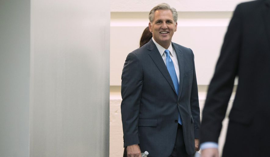 Majority Leader Rep. Kevin McCarthy, R-Calif., on Capitol Hill, on Thursday, Oct. 8, 2015, in Washington. (AP Photo/Andrew Harnik) ** FILE **