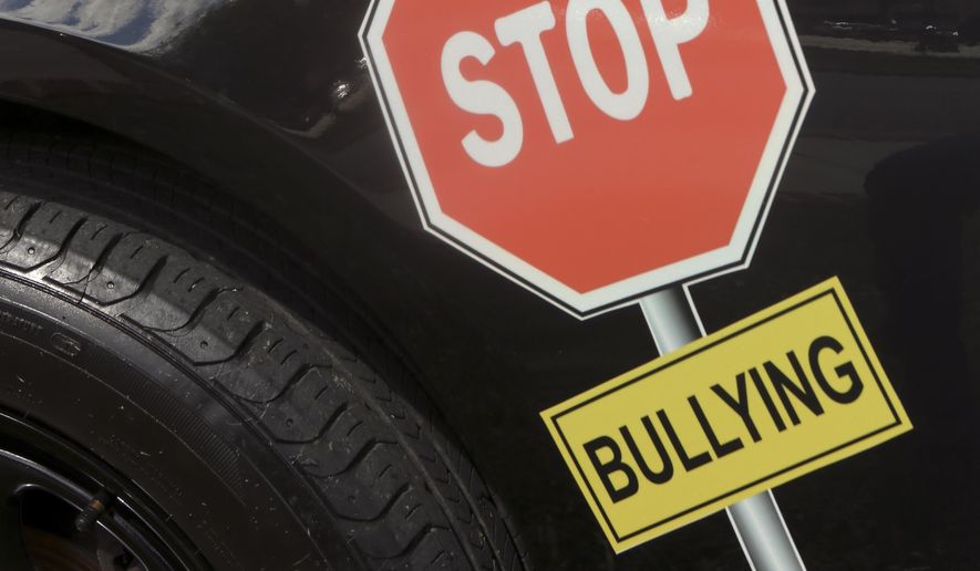 In this photo taken Wednesday, Oct. 7, 2015, the Christiansburg Police Department unveiled a new anti-bullying themed police car on the front lawn of Town Hall in Christiansburg Va. (Matt Gentry/The Roanoke Times via AP)