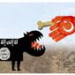 Illustration on the unintended effects of Turkey&#39;s laissez faire approach to IS by Alexander Hunter/The Washington Times