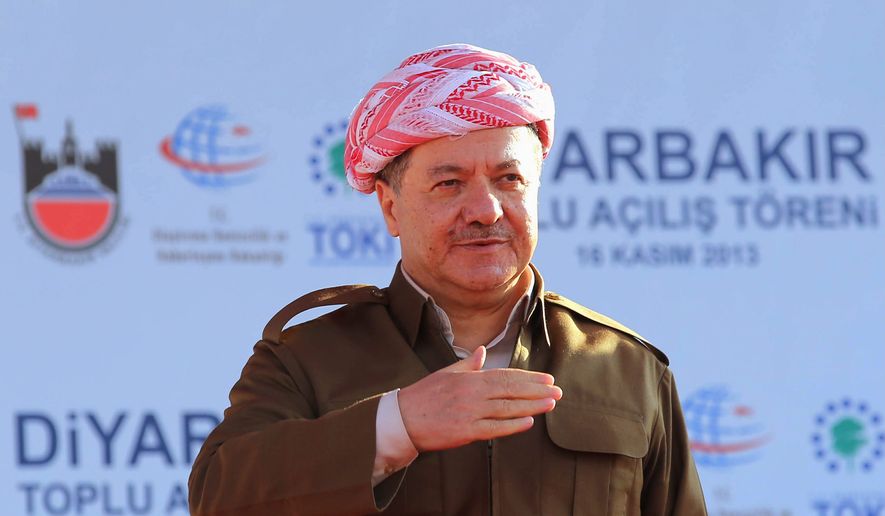 Kurdistan Regional President Masoud Barzani. (Associated Press) ** FILE **
