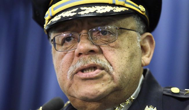 In this March 23, 2015, file photo, Philadelphia Police Commissioner Charles Ramsey speaks during a news conference in Philadelphia.  Ramsey announced his retirement Wednesday Oct. 14, 2015 at a news conference as the administration that brought him to Philadelphia comes to an end.  His last day will be Jan. 7, 2016.  (AP Photo/Matt Rourke)