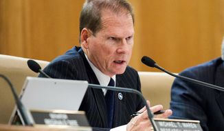 State Sen. Joey Hensley, R-Hohenwald, presides over a Senate Higher Education Subcommittee hearing in Nashville, Tenn., Wednesday, Oct. 14, 2015. Lawmakers asked University of Tennessee leaders to explain diversity programs after the system’s flagship Knoxville campus removed references to the use of gender-neutral pronouns such as from a school website. (AP Photo/Erik Schelzig)