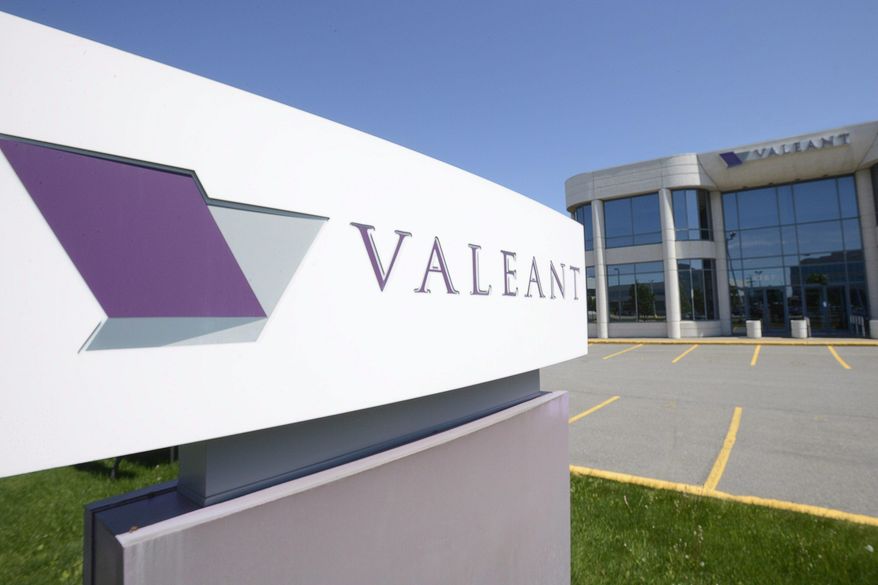 FILE - This May 27, 2013, file photo, shows the head office and logo of Valeant Pharmaceuticals in Montreal. Valeant Pharmaceuticals Inc. said late Wednesday, Oct. 14, 2015, that federal prosecutors are seeking information on the drug developer's drug pricing, distribution and patient assistance program. Chairman and CEO J. Michael Pearson said his company will cooperate with the federal inquiries. (Ryan Remiorz/The Canadian Press via AP, File) MANDATORY CREDIT