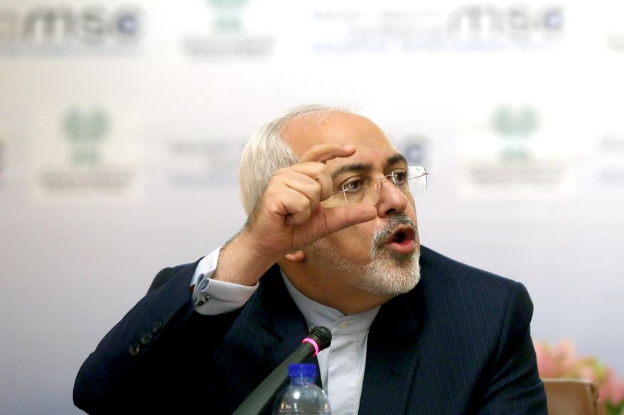 Iranian Foreign Minister Mohammad Javad Zarif speaks during the Munich Security Conference in Tehran, Iran, Saturday, Oct. 17, 2015. (AP Photo/Ebrahim Noroozi)