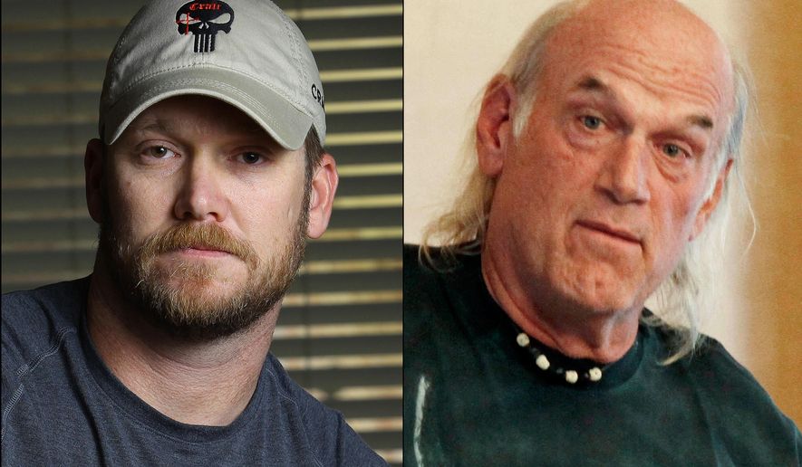 This combination of file photos shows Chris Kyle, left, former Navy SEAL and author of the book “American Sniper,” on April 6, 2012, and former Minnesota Gov. Jesse Ventura, right, on Sept. 21, 2012. Taya Kyle, Kyle&#39;s widow, appealed a $1.8 million judgement former Ventura won against the estate of &quot;American Sniper&quot; and Chris Kyle. (AP Photo/File)