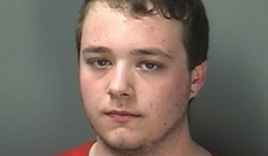 This undated photo provided by the Bloomington Police Department shows 19-year-old Triceten D. Bickford, an Indiana University student who faces multiple felony charges including intimidation, strangulation and battery in the Saturday, Oct. 17, 2015, attack on a Muslim woman in a cafe in Bloomington, Ind. (Bloomington Police Department via AP)