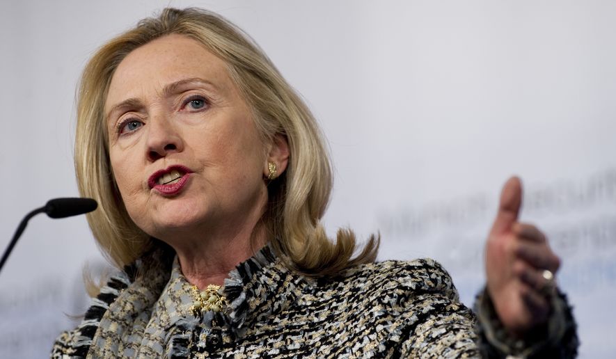 Hillary Rodham Clinton&#x27;s State Department initially approved a weapons shipment from a California company to Libyans seeking to oust Moammar Gadhafi in 2011 even though a United Nations arms ban was in place, according to memos recovered from the burned-out compound in Benghazi. (Associated Press)
