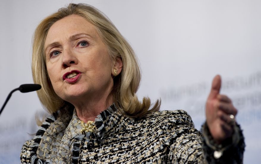 Hillary Rodham Clinton&#39;s State Department initially approved a weapons shipment from a California company to Libyans seeking to oust Moammar Gadhafi in 2011 even though a United Nations arms ban was in place, according to memos recovered from the burned-out compound in Benghazi. (Associated Press)
