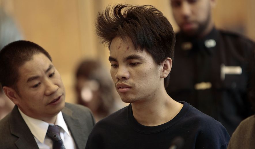 Mingdong Chen is arraigned in Brooklyn criminal court in New York, in this Oct. 28, 2013, file photo. He will serve at least 125 years in prison after pleading guilty Wednesday, Oct.. 7, 2015, to murder and manslaughter charges. He admitted that he killed his cousin's wife, 37-year-old Qiao Zhen Li, and her children, Linda, 9; Amy, 7; Kevin, 5; and William Zhou, 18 months; in October 2013. (Anthony Lanzilote/The New York Times via AP, Pool, File)