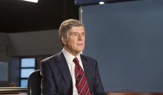 In this image released by Sony Pictures Classics, Robert Redford portrays Dan Rather in a scene from, &quot;Truth.&quot; CBS has refused to run advertising for &quot;Truth,&quot; the film starring Cate Blanchett and Robert Redford that revisits a painful episode in the network&#39;s past involving a discredited 2004 news story on former President George W. Bush&#39;s military service record. CBS has denounced the movie, which opens Friday, as a disservice to the public and journalists. (Lisa Tomasetti /Sony Pictures Classics via AP)