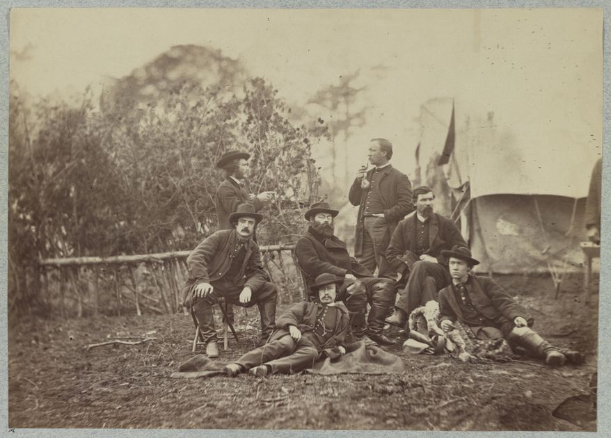 Title: Assistant Engineers at Headquarters Army of Potomac, Brandy Station, Va., January, 1864 Date Created/Published: photographed 1864, [printed between 1880 and 1889] Medium: 1 photographic print on card mount : albumen.