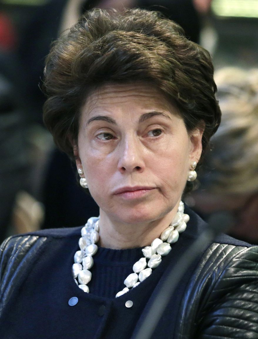 FILE - In this Feb. 10, 2014 file photo, Board of Regents Chancellor Merryl Tisch listens to a speaker during a meeting in Albany, N.Y. Tisch, who has been chancellor since 2009, announced Monday, Oct. 26, 2015, that she will not seek another term. (AP Photo/Mike Groll, File)
