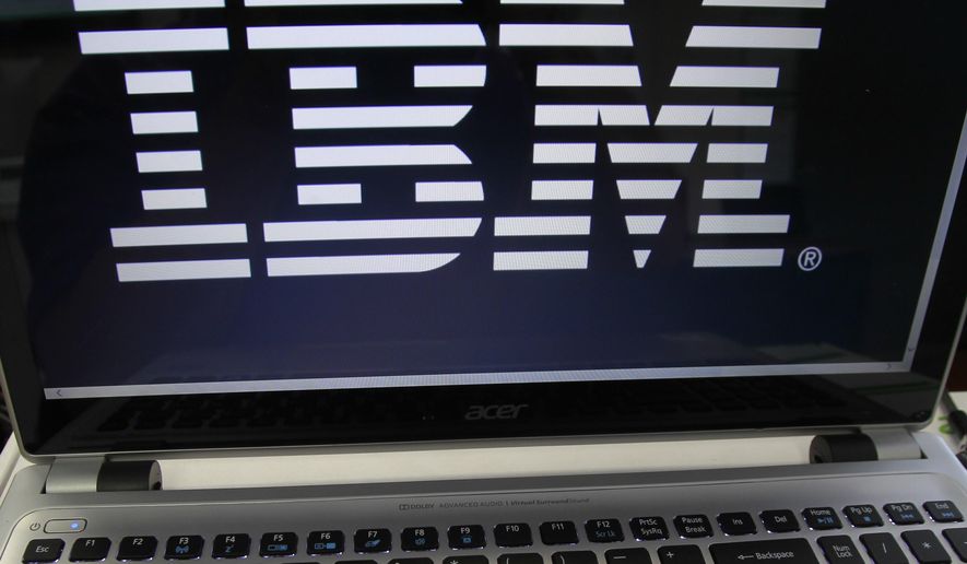 An IBM logo is displayed in Berlin, Vt., in this July 16, 2013, file photo. (AP Photo/Toby Talbot, File)