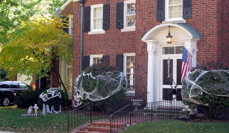In this photo taken Oct. 26, 2015, the Janesville Wis. house of Rep. Paul Ryan, R-Wis. is decorated for Halloween. Ask the people of Janesville, Wis., Republicans and Democrats, what they think of Speaker-to-be Paul Ryan, and be ready for superlatives: Good neighbor, smart, friendly, a devoted father and an all-round nice guy. (AP Photo/Scott Bauer)