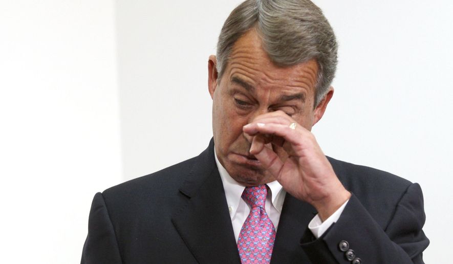 Outgoing House Speaker John Boehner of Ohio talks become emotional during a news conference on Capitol Hill in Washington, Tuesday, Oct. 27, 2015. House Republican leaders on Tuesday pushed toward a vote on a two-year budget deal despite conservative opposition, relying on the backing of Democrats for the far-reaching pact struck with President Barack Obama. In his last days as speaker, John Boehner was intent on getting the measure through Congress and head off a market-rattling debt crisis next week and a debilitating government shutdown in December. The deal also would take budget showdowns off the table until after the 2016 presidential and congressional elections, a potential boon to the eventual GOP nominee and incumbents facing tough re-election fights.  (AP Photo/Lauren Victoria Burke)
