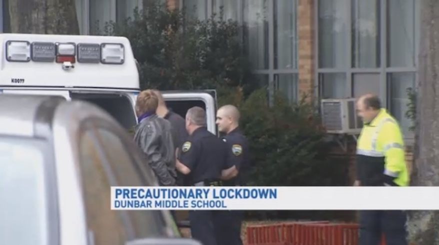 Dunbar Middle School in West Virginia was placed on lockdown Tuesday after a man barged into the school and demanded that he sing Justin Bieber songs to students over the intercom. (WCHS)