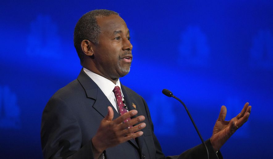 Republican presidential candidate, retired neurosurgeon Ben Carson speaks during the CNBC Republican presidential debate at the University of Colorado, Wednesday, Oct. 28, 2015, in Boulder, Colo. (AP Photo/Mark J. Terrill)