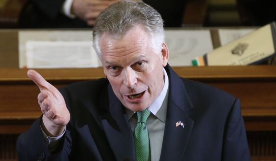 Virginia Gov. Terry McAuliffe said recently that electing Democrats to the state Senate will help him advance his agenda on items such as Medicaid expansion, gun control and education spending even with a Republican-controlled House. (Associated Press)