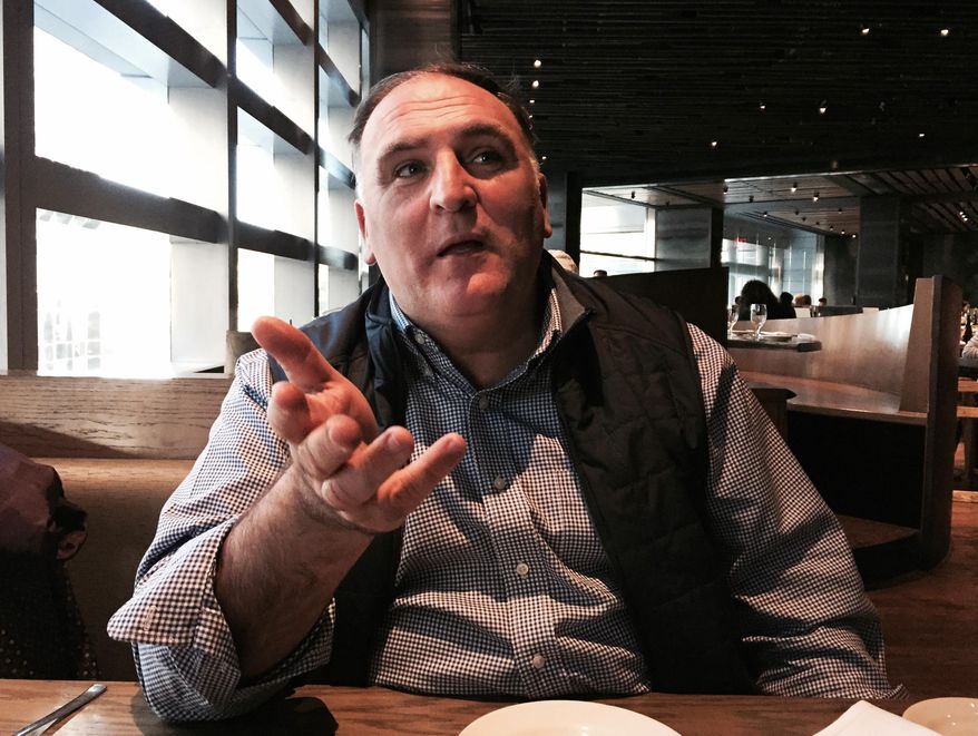 This Oct. 26, 2015 photo shows chef Jose Andres at the Time Warner Center in New York. Andres turned his culinary adventures in Haiti into a one-hour film special airing on PBS stations this fall called “Undiscovered Haiti with Jose Andres.” Andres, who is known for his Jaleo tapas restaurants in Washington D.C., Las Vegas and elsewhere, hopes that boosting the culinary profile of Haiti will inspire more travelers to visit the island nation. (AP Photo/Beth J. Harpaz)
