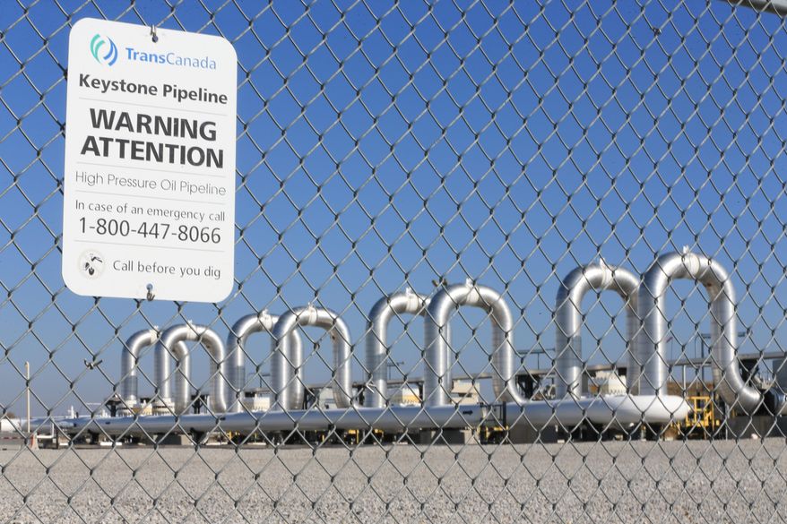 FILE - In this Nov. 3, 2015 file photo, the Keystone Steele City pumping station, into which the planned Keystone XL pipeline is to connect to, is seen in Steele City, Neb. The Obama administration rejected a Canadian energy giant’s application to build the Keystone XL pipeline on Friday, three individuals familiar with the decision said, capping a seven-year saga that devolved into one of the biggest environmental flashpoints of Barack Obama’s presidency. (AP Photo/Nati Harnik, File)