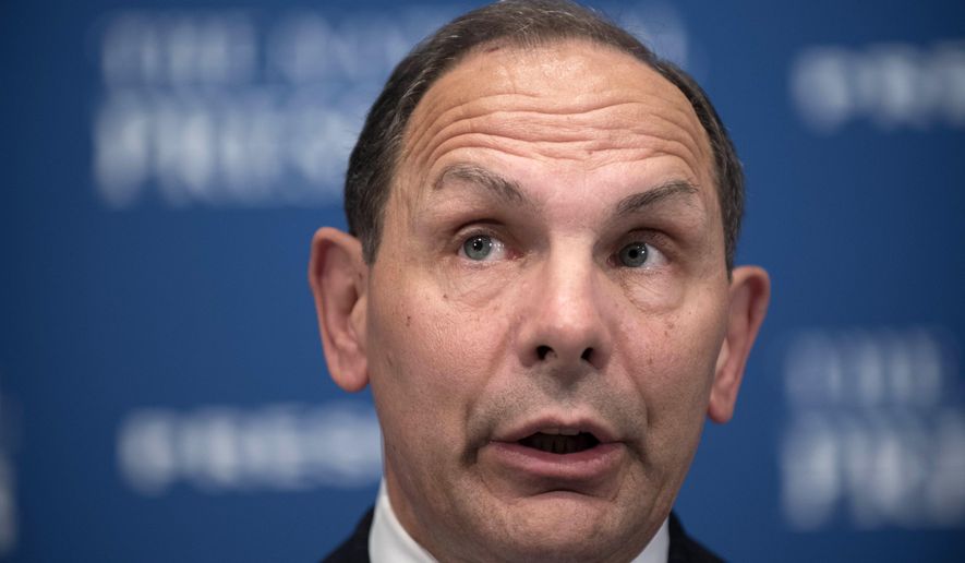 Veterans Affairs Secretary Robert McDonald talks about the state of the department while speaking at a luncheon at the National Press Club in Washington on Nov. 6, 2015. (Associated Press) **FILE**