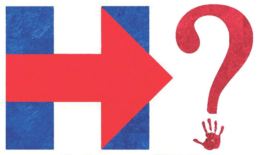 Illustration on questions for Hillary on the Benghazi attack by Alexander Hunter/The Washington Times