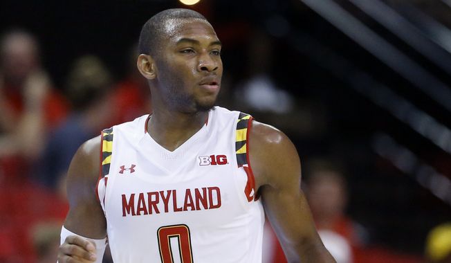 Maryland guard Rasheed Sulaimon drives the ball in the second half of an NCAA college basketball exhibition game against Southern New Hampshire, Friday, Nov. 6, 2015, in College Park, Md. (AP Photo/Patrick Semansky)