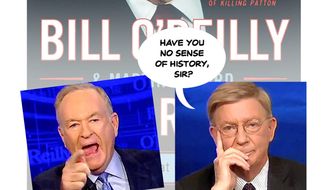 Illustration on the Bill O&#39;Reilly/George Will contratemps by Alexander Hunter/The Washington Times