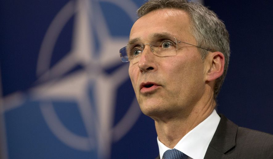 NATO Secretary-General Jens Stoltenberg addresses the media at NATO headquarters in Brussels on Tuesday, Nov. 24, 2015. NATO&#x27;s North Atlantic Council met in emergency session on Tuesday to discuss the downing of a Russian fighter jet. (AP Photo/Virginia Mayo)