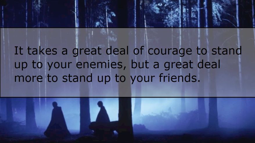"It takes a great deal of courage to stand up to your enemies, but a great deal more to stand up to your friends."