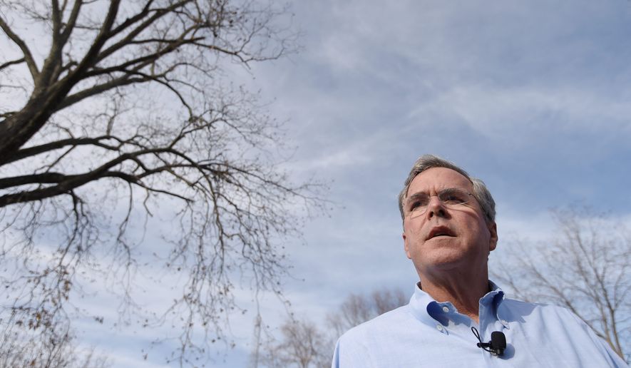 Republican insiders are calling for presidential candidate Jeb Bush to drop out of the race, but the former Florida governor is sticking it out — for now. (Associated Press)