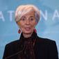 International Monetary Fund (IMF) Managing Director Christine Lagarde speaks during a news conference at the IMF in Washington, Monday, Nov. 30, 2015, to announce the Chinese yuan will join a basket of the world&#x27;s leading currencies.  (AP Photo/Susan Walsh)