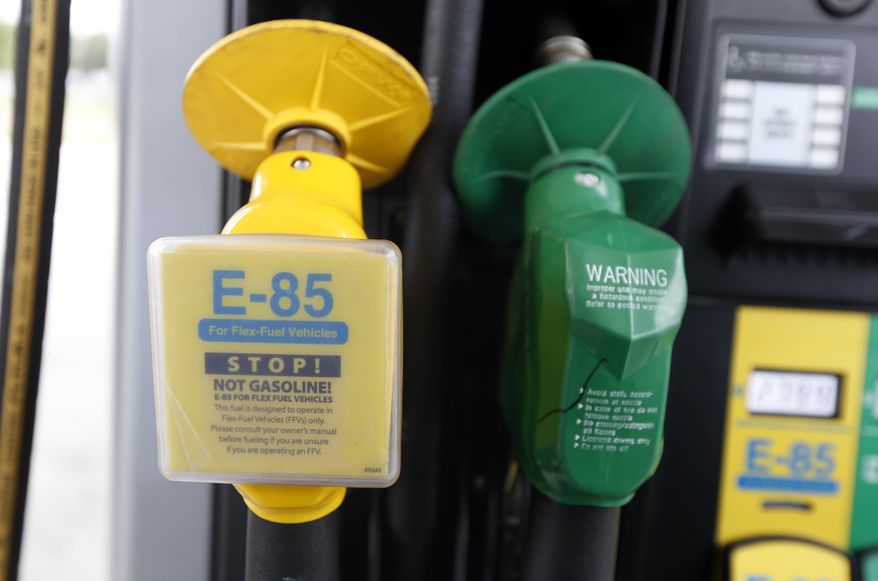 Companies that offer higher ethanol blends can sell renewable identification numbers to those that provide only E0 gasoline to help them comply with the Environmental Protection Agency&#39;s fuel requirement of a 10 percent average. (Associated Press) ** FILE **